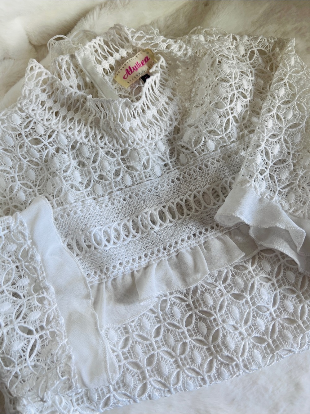 Alythea White Crocheted Lace Top
